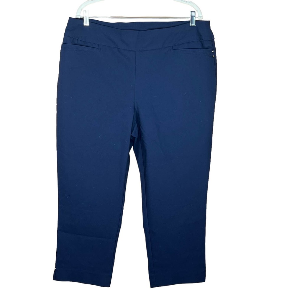 Chico’s Women’s Fabulously Slimming Navy Cropped Pants Size 3 = XL/16 EUC